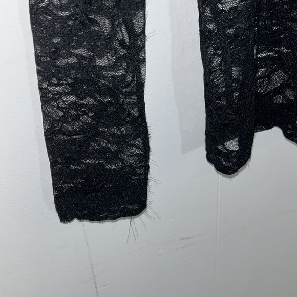 Nasty Gal Funnel Neck Lace Sheer Long Sleeve Top Keyhole Back with Button Detail - Picture 4 of 10